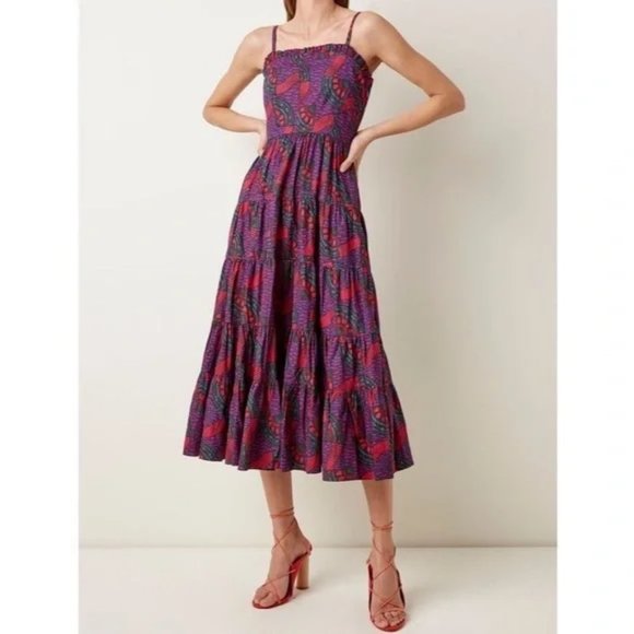 Ulla Johnson Midi Floral Ellyn Tiered Dress